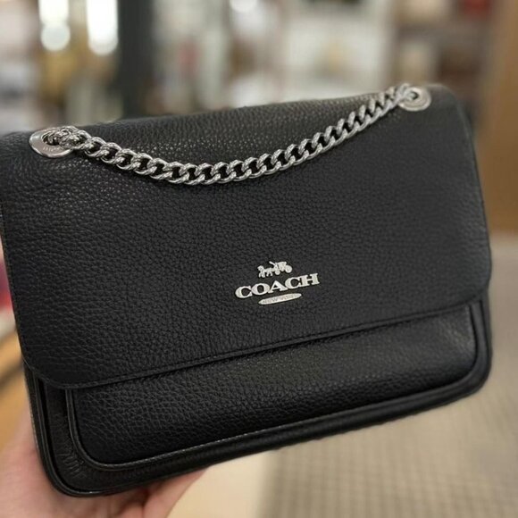 Pre-Owned COACH Klare Crossbody 25 w/Silver Chain in Black - Picture 3 of 15